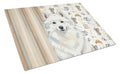 American Eskimo Coffee Bar Cutting Board Tempered Glass Kitchen Cutting Surface, Heat Resistant Chopping, Non-Slip Feet, Food Prep & Serving