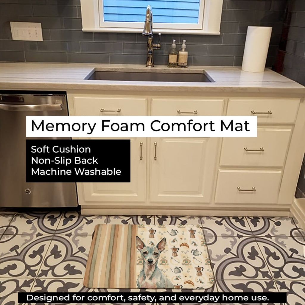 American Hairless Terrier Coffee Bar Memory Foam Kitchen Mat Machine Washable Anti-Fatigue Cushion Comfort Bath or Kitchen Rug