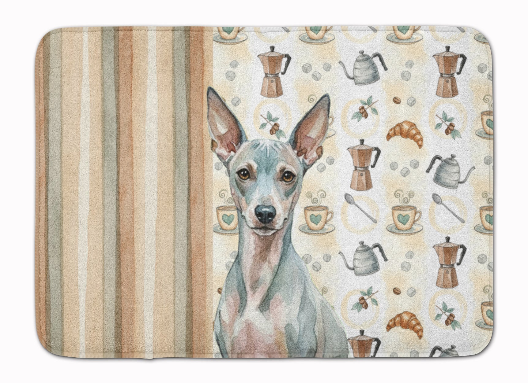 American Hairless Terrier Coffee Bar Memory Foam Kitchen Mat Machine Washable Anti-Fatigue Cushion Comfort Bath or Kitchen Rug