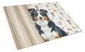 Black Tri American Shepherd Coffee Bar Cutting Board Tempered Glass Kitchen Cutting Surface, Heat Resistant Chopping, Non-Slip Feet, Food Prep & Serving
