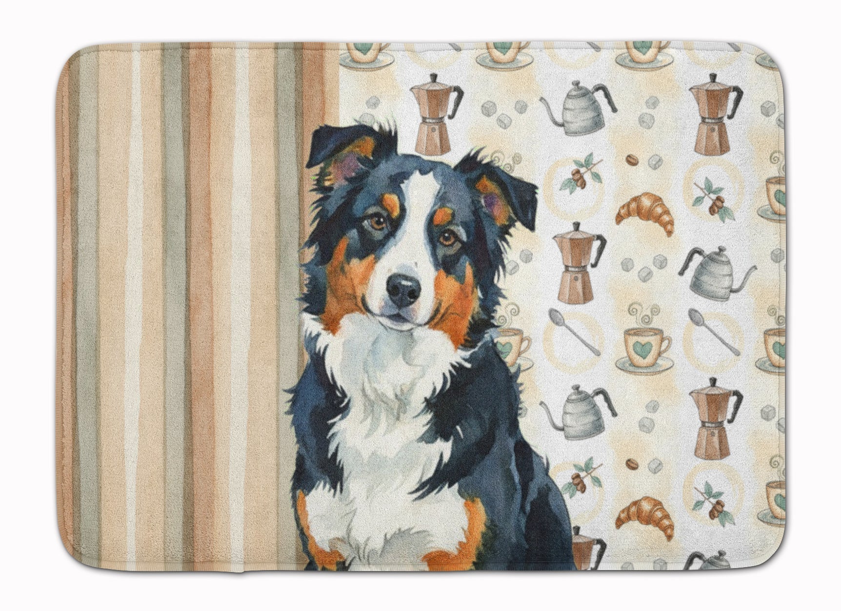 Black Tri American Shepherd Coffee Bar Memory Foam Kitchen Mat Machine Washable Anti-Fatigue Cushion Comfort Bath or Kitchen Rug