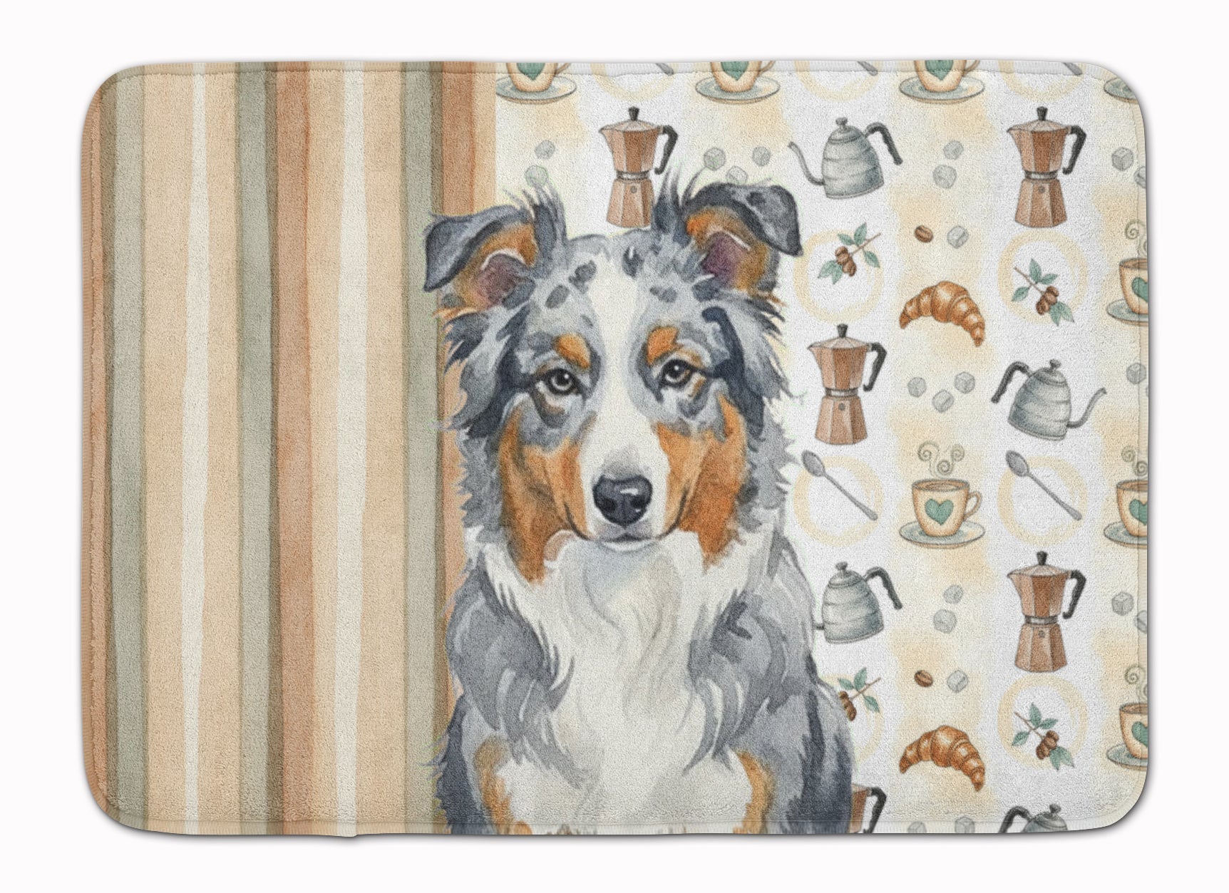 Blue Merle American Shepherd Coffee Bar Memory Foam Kitchen Mat Machine Washable Anti-Fatigue Cushion Comfort Bath or Kitchen Rug