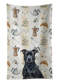 Black American Staffordshire Terrier Coffee Bar Kitchen Towel Velour Plush Front and Cotton Loop Back Machine Washable