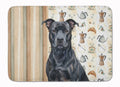 Black American Staffordshire Terrier Coffee Bar Memory Foam Kitchen Mat Machine Washable Anti-Fatigue Cushion Comfort Bath or Kitchen Rug