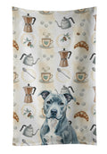Blue American Staffordshire Terrier Coffee Bar Kitchen Towel Velour Plush Front and Cotton Loop Back Machine Washable
