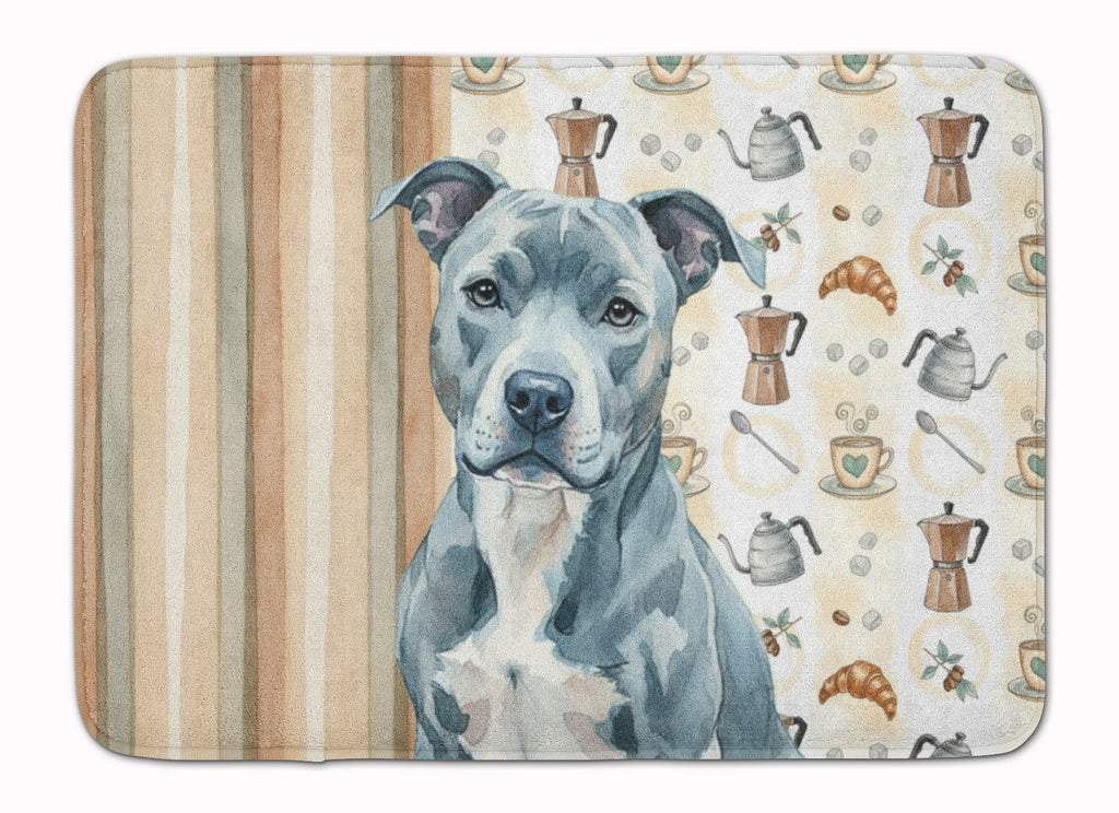 Blue American Staffordshire Terrier Coffee Bar Memory Foam Kitchen Mat Machine Washable Anti-Fatigue Cushion Comfort Bath or Kitchen Rug