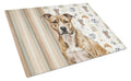 Brindle American Staffordshire Terrier Coffee Bar Cutting Board Tempered Glass Kitchen Cutting Surface, Heat Resistant Chopping, Non-Slip Feet, Food Prep & Serving