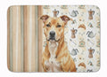 Fawn American Staffordshire Terrier Coffee Bar Memory Foam Kitchen Mat Machine Washable Anti-Fatigue Cushion Comfort Bath or Kitchen Rug