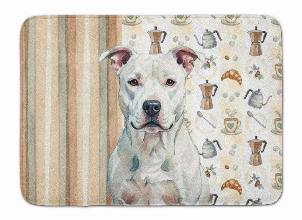 White American Staffordshire Terrier Coffee Bar Memory Foam Kitchen Mat Machine Washable Anti-Fatigue Cushion Comfort Bath or Kitchen Rug