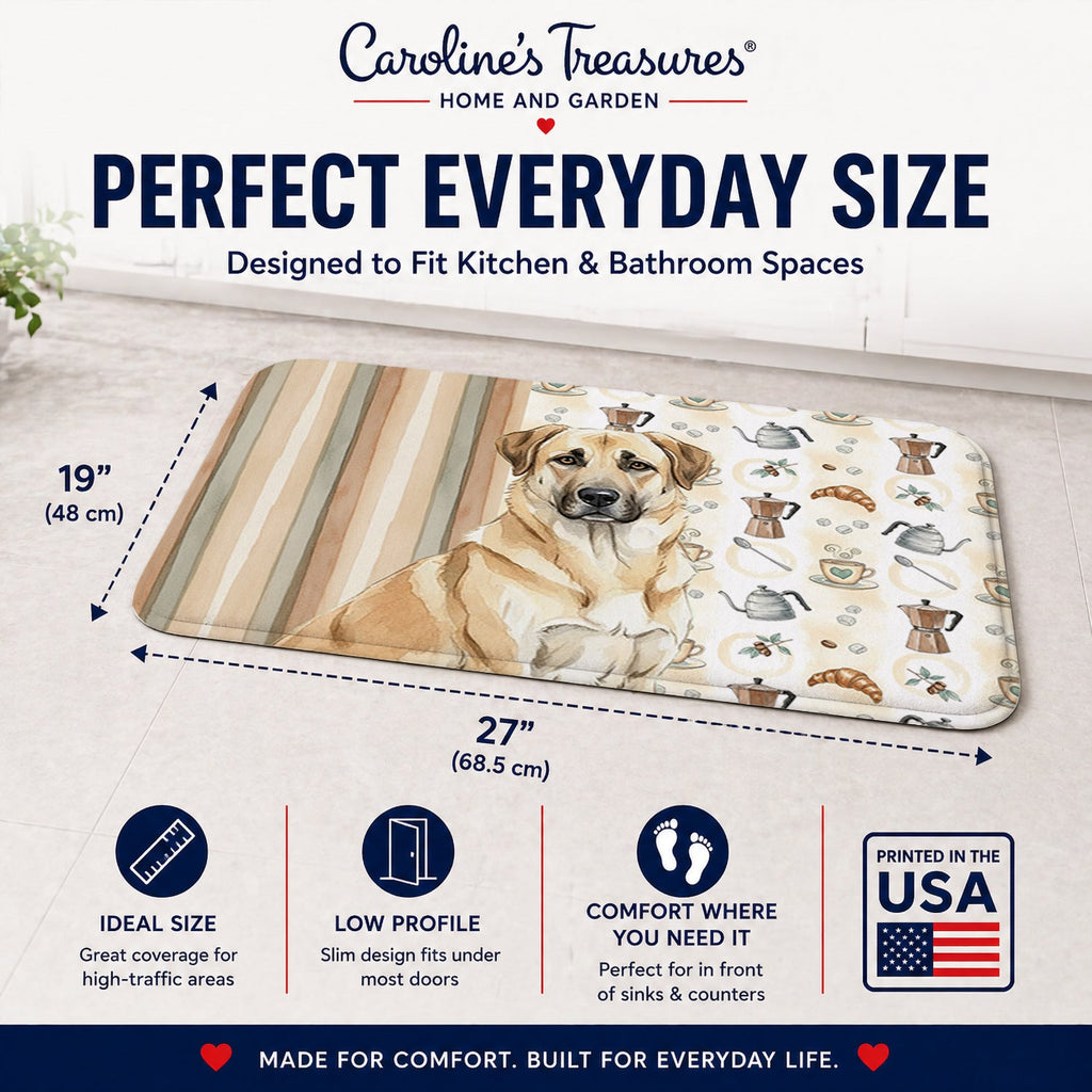Anatolian Shepherd Dog Coffee Bar Memory Foam Kitchen Mat Machine Washable Anti-Fatigue Cushion Comfort Bath or Kitchen Rug