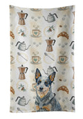 Blue Heeler Australian Cattle Dog Coffee Bar Kitchen Towel Velour Plush Front and Cotton Loop Back Machine Washable