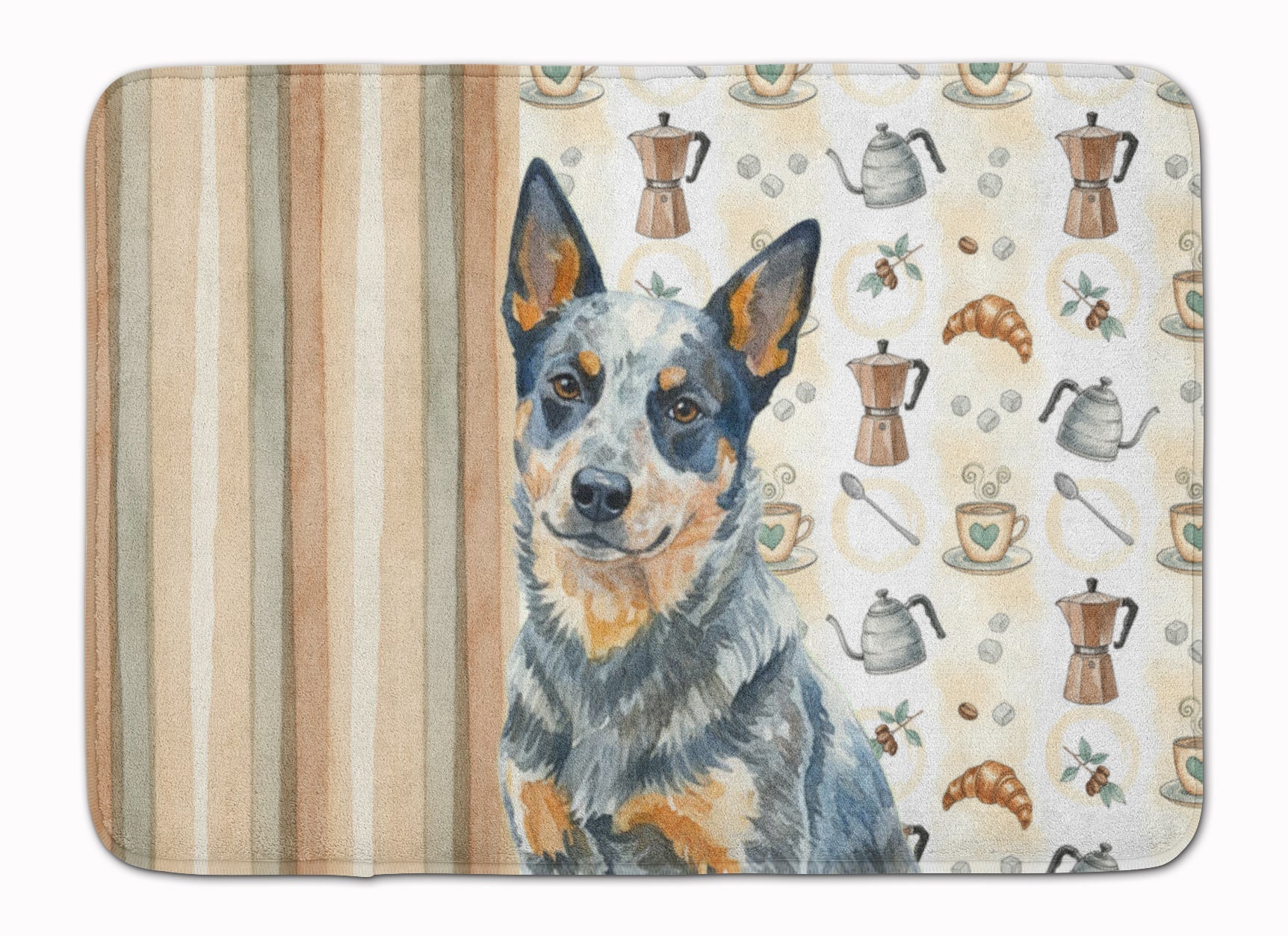 Blue Heeler Australian Cattle Dog Coffee Bar Memory Foam Kitchen Mat Machine Washable Anti-Fatigue Cushion Comfort Bath or Kitchen Rug