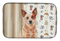 Red Heeler Australian Cattle Dog Coffee Bar Dish Drying Mat Absorbent Dish Drying Mat Pad for Kitchen Counter Dish Drainer Mat for Countertop, 14 x 21", Multicolor