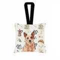 Red Heeler Australian Cattle Dog Coffee Bar Hanging Square Fabric Ornament 3.5 � 3.5 Decorative Door-Knob & Tree Hanger, Soft Fabric