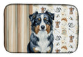 Black Australian Shepherd Coffee Bar Dish Drying Mat Absorbent Dish Drying Mat Pad for Kitchen Counter Dish Drainer Mat for Countertop, 14 x 21", Multicolor