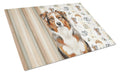 Red Merle Australian Shepherd Coffee Bar Cutting Board Tempered Glass Kitchen Cutting Surface, Heat Resistant Chopping, Non-Slip Feet, Food Prep & Serving