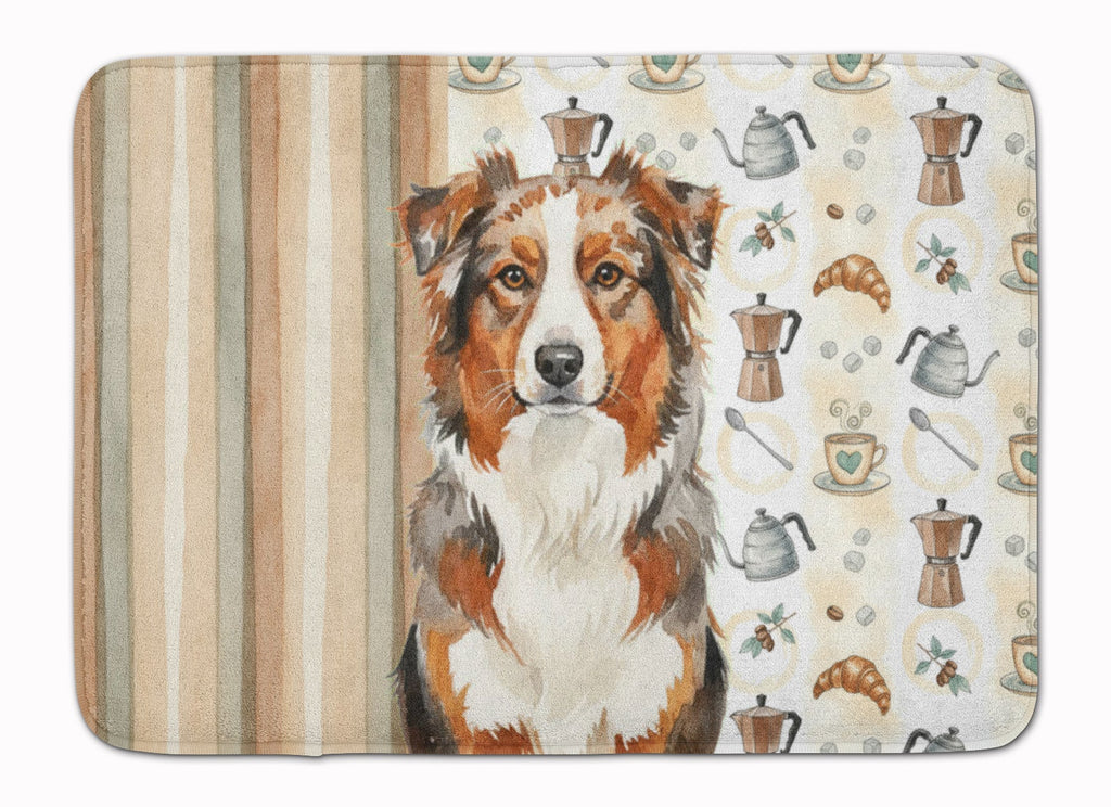 Red Merle Australian Shepherd Coffee Bar Memory Foam Kitchen Mat Machine Washable Anti-Fatigue Cushion Comfort Bath or Kitchen Rug