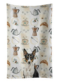 Black and White Basenji Coffee Bar Kitchen Towel Velour Plush Front and Cotton Loop Back Machine Washable