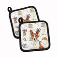 Red and White Basenji Coffee Bar Pot Holder Set of 2 Heat Resistant Quilted Hot Pads 7.5 x 7.5 Inch, Insulated Kitchen Trivets for Cooking & Baking