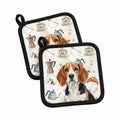 Beagle Coffee Bar Pot Holder Set of 2 Heat Resistant Quilted Hot Pads 7.5 x 7.5 Inch, Insulated Kitchen Trivets for Cooking & Baking
