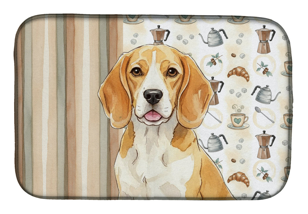 Lemon and White Beagle Coffee Bar Dish Drying Mat Absorbent Dish Drying Mat Pad for Kitchen Counter Dish Drainer Mat for Countertop, 14 x 21", Multicolor