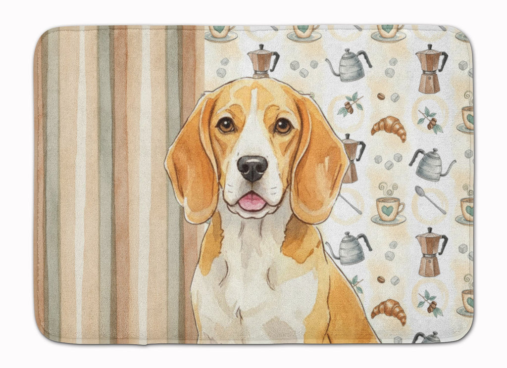 Lemon and White Beagle Coffee Bar Memory Foam Kitchen Mat Machine Washable Anti-Fatigue Cushion Comfort Bath or Kitchen Rug