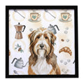 Brown Bearded Collie Coffee Bar Framed Metal Print Bathroom, Kitchen, Office, Home Decor Wall Art Ready to Hang, Square, 8X8