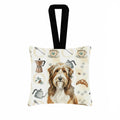 Brown Bearded Collie Coffee Bar Hanging Square Fabric Ornament 3.5 � 3.5 Decorative Door-Knob & Tree Hanger, Soft Fabric