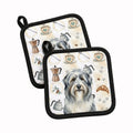 Bearded Collie Coffee Bar Pot Holder Set of 2 Heat Resistant Quilted Hot Pads 7.5 x 7.5 Inch, Insulated Kitchen Trivets for Cooking & Baking