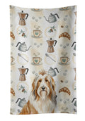 Fawn Bearded Collie Coffee Bar Kitchen Towel Velour Plush Front and Cotton Loop Back Machine Washable