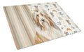 Fawn Bearded Collie Coffee Bar Cutting Board Tempered Glass Kitchen Cutting Surface, Heat Resistant Chopping, Non-Slip Feet, Food Prep & Serving