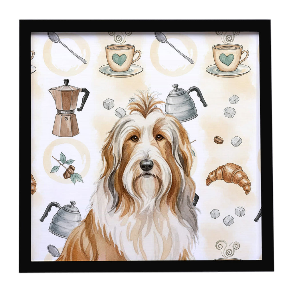 Fawn Bearded Collie Coffee Bar Framed Metal Print Bathroom, Kitchen, Office, Home Decor Wall Art Ready to Hang, Square, 8X8