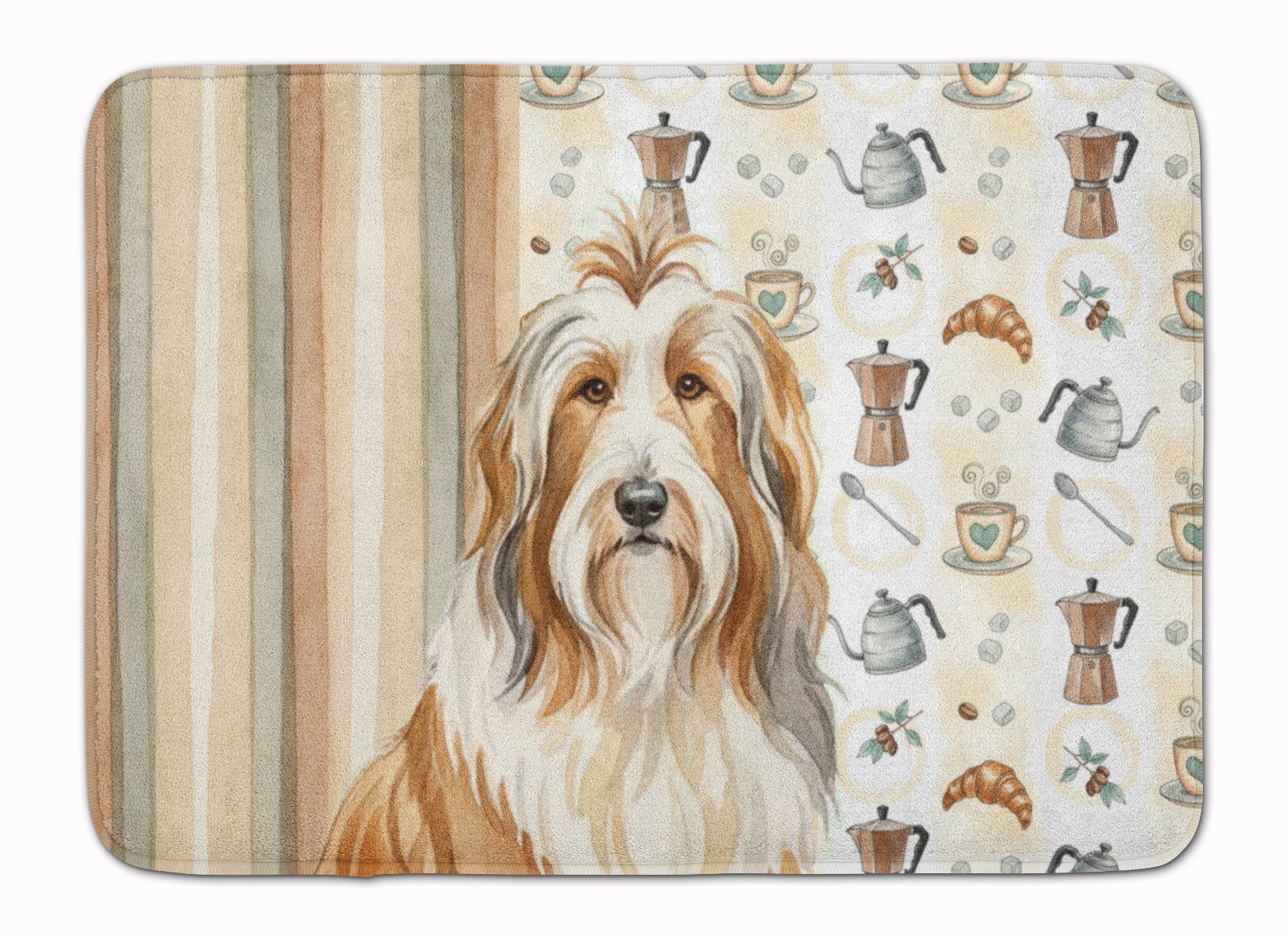 Fawn Bearded Collie Coffee Bar Memory Foam Kitchen Mat Machine Washable Anti-Fatigue Cushion Comfort Bath or Kitchen Rug