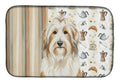 White and Tan Bearded Collie Coffee Bar Dish Drying Mat Absorbent Dish Drying Mat Pad for Kitchen Counter Dish Drainer Mat for Countertop, 14 x 21", Multicolor