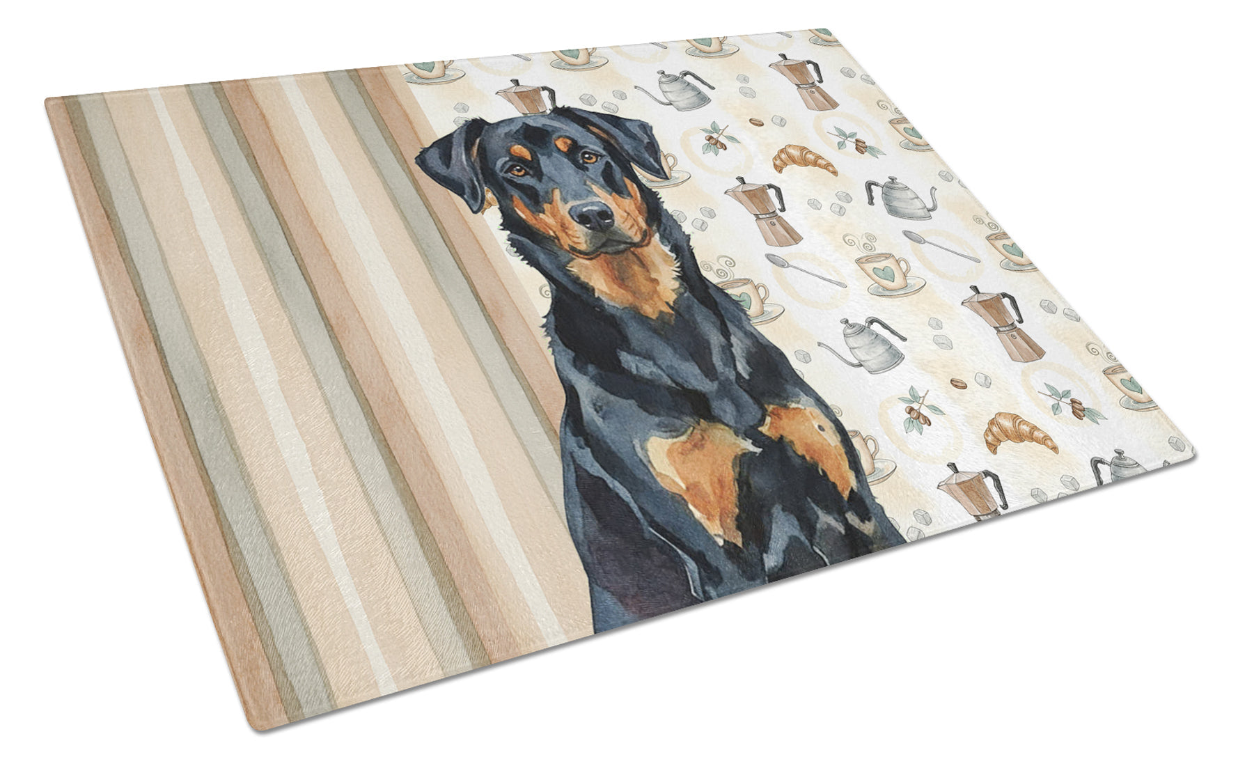 Beauceron Coffee Bar Cutting Board Tempered Glass Kitchen Cutting Surface, Heat Resistant Chopping, Non-Slip Feet, Food Prep & Serving