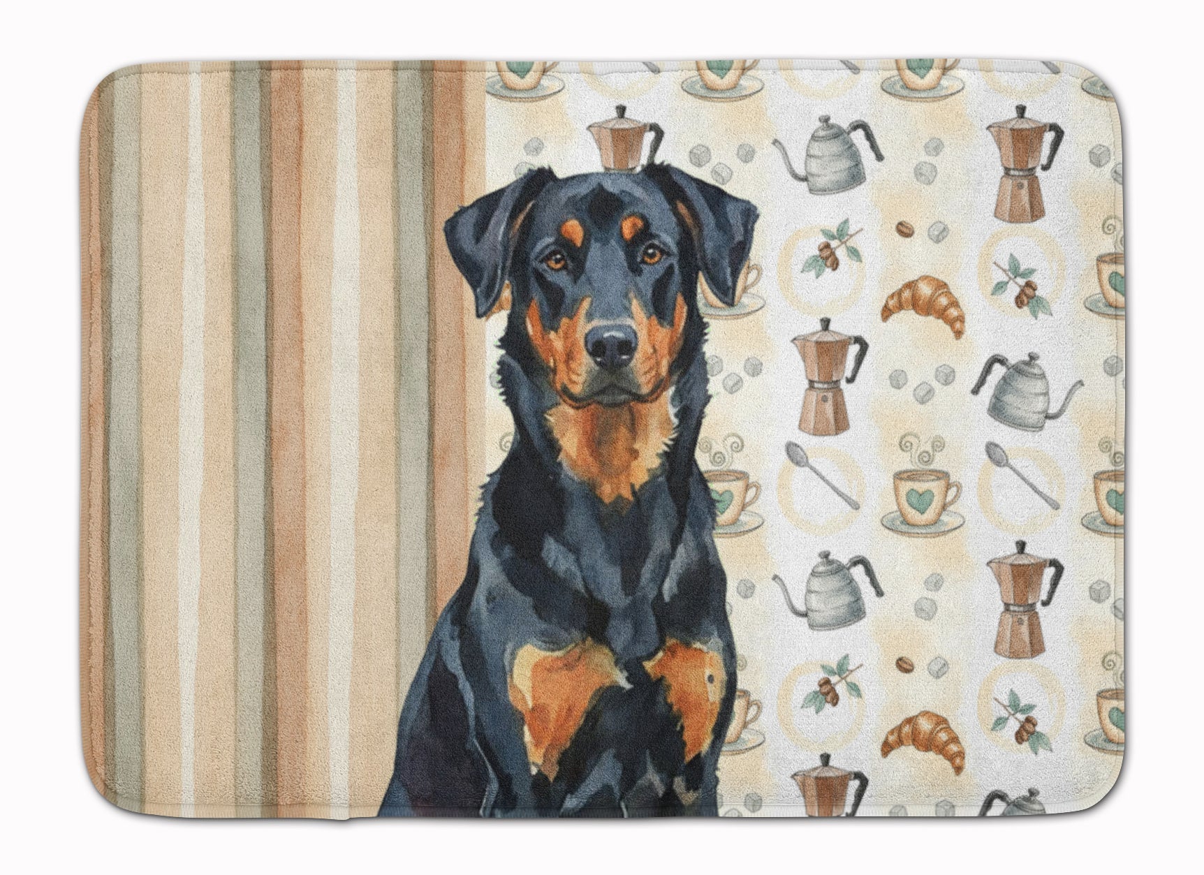 Beauceron Coffee Bar Memory Foam Kitchen Mat Machine Washable Anti-Fatigue Cushion Comfort Bath or Kitchen Rug