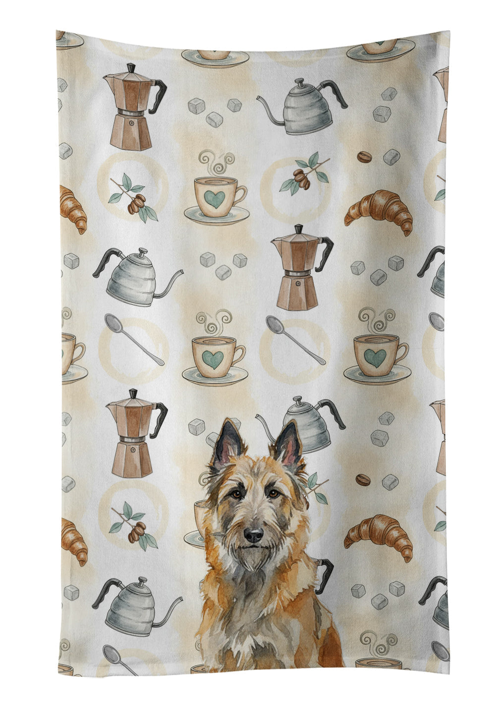 Belgian Laekenois Coffee Bar Kitchen Towel Velour Plush Front and Cotton Loop Back Machine Washable
