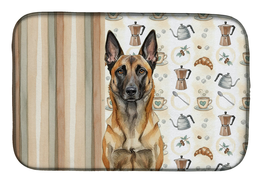 Belgian Malinois Coffee Bar Dish Drying Mat Absorbent Dish Drying Mat Pad for Kitchen Counter Dish Drainer Mat for Countertop, 14 x 21", Multicolor