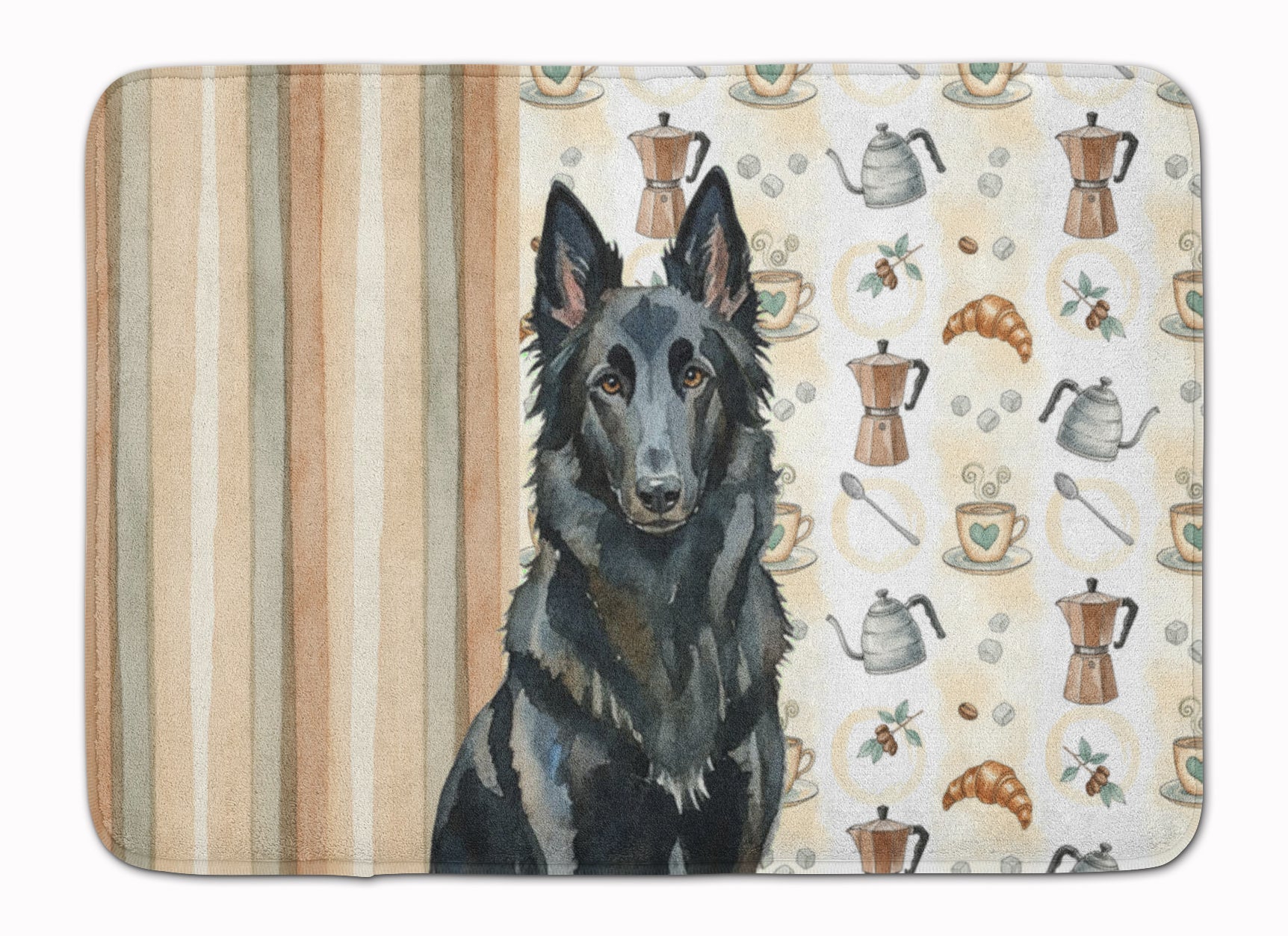 Belgian Sheepdog Groenendael Coffee Bar Memory Foam Kitchen Mat Machine Washable Anti-Fatigue Cushion Comfort Bath or Kitchen Rug