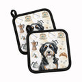 Berndoodle Coffee Bar Pot Holder Set of 2 Heat Resistant Quilted Hot Pads 7.5 x 7.5 Inch, Insulated Kitchen Trivets for Cooking & Baking