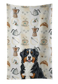 Bernese Mountain Dog Coffee Bar Kitchen Towel Velour Plush Front and Cotton Loop Back Machine Washable
