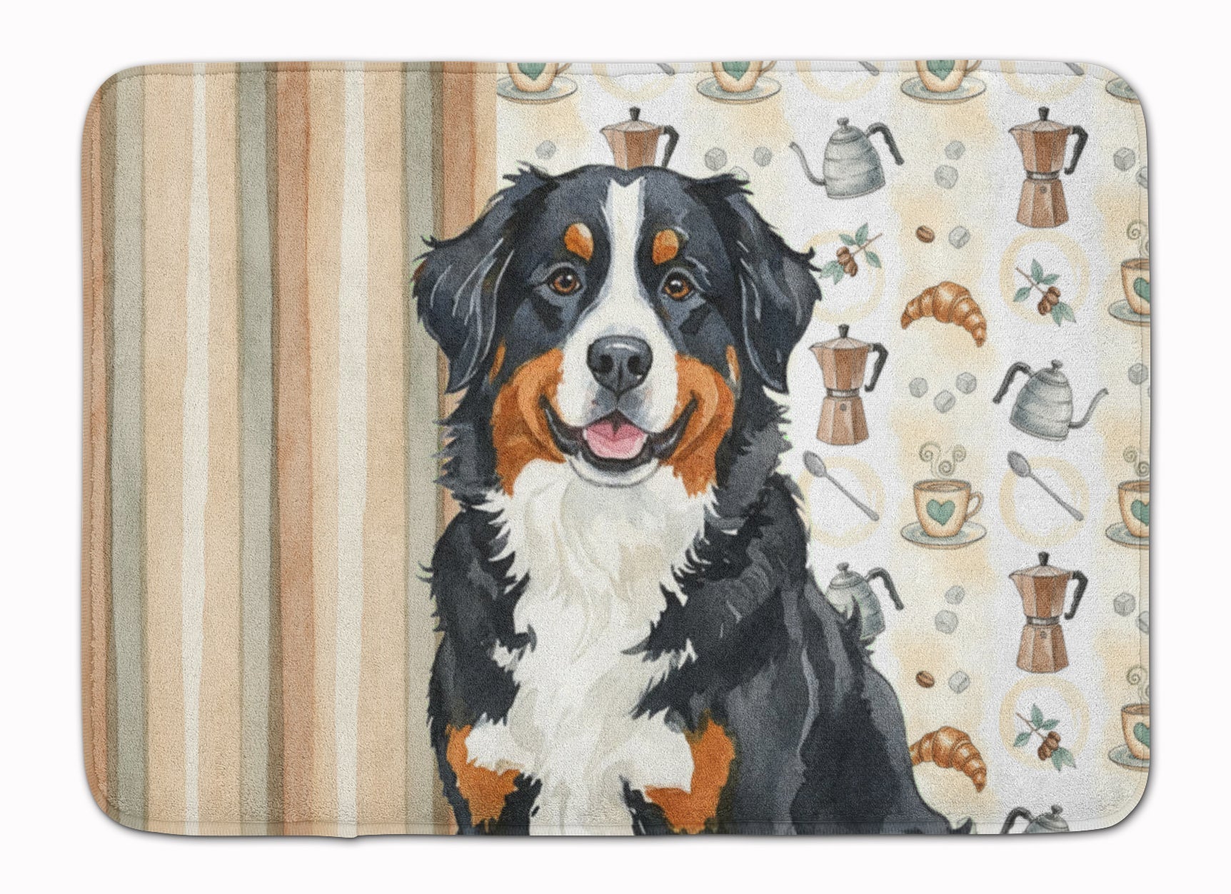 Bernese Mountain Dog Coffee Bar Memory Foam Kitchen Mat Machine Washable Anti-Fatigue Cushion Comfort Bath or Kitchen Rug