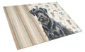 Black Russian Terrier Coffee Bar Cutting Board Tempered Glass Kitchen Cutting Surface, Heat Resistant Chopping, Non-Slip Feet, Food Prep & Serving