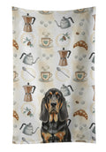 Black and Tan Bloodhound Coffee Bar Kitchen Towel Velour Plush Front and Cotton Loop Back Machine Washable