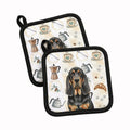 Black and Tan Bloodhound Coffee Bar Pot Holder Set of 2 Heat Resistant Quilted Hot Pads 7.5 x 7.5 Inch, Insulated Kitchen Trivets for Cooking & Baking