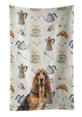 Liver and Tan Bloodhound Coffee Bar Kitchen Towel Velour Plush Front and Cotton Loop Back Machine Washable