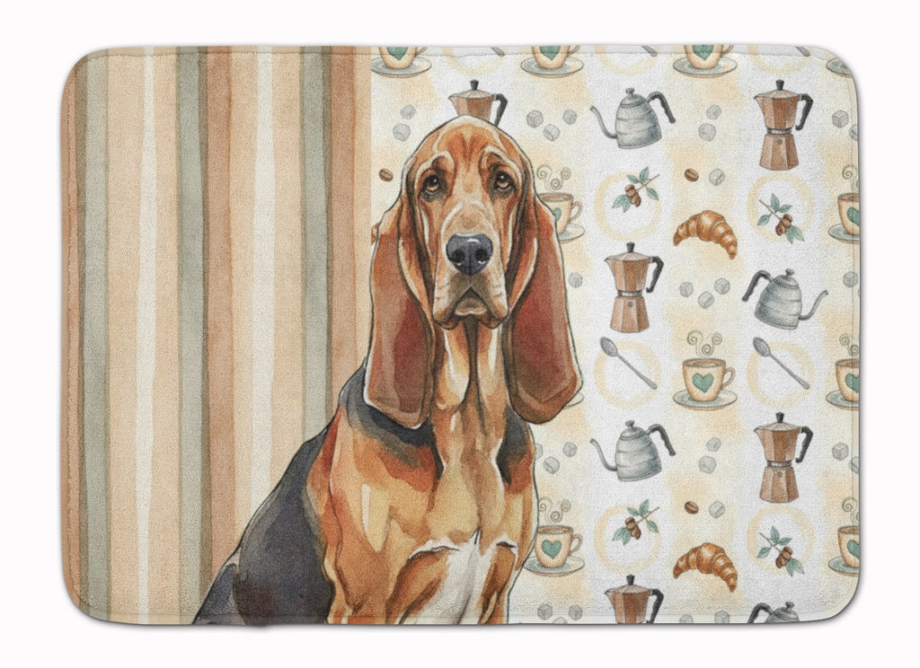Liver and Tan Bloodhound Coffee Bar Memory Foam Kitchen Mat Machine Washable Anti-Fatigue Cushion Comfort Bath or Kitchen Rug