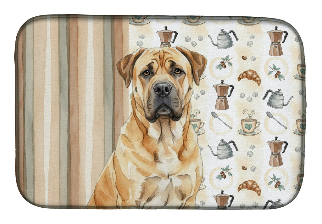 Fawn Boerboel Coffee Bar Dish Drying Mat Absorbent Dish Drying Mat Pad for Kitchen Counter Dish Drainer Mat for Countertop, 14 x 21", Multicolor