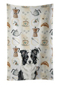 Border Collie Coffee Bar Kitchen Towel Velour Plush Front and Cotton Loop Back Machine Washable