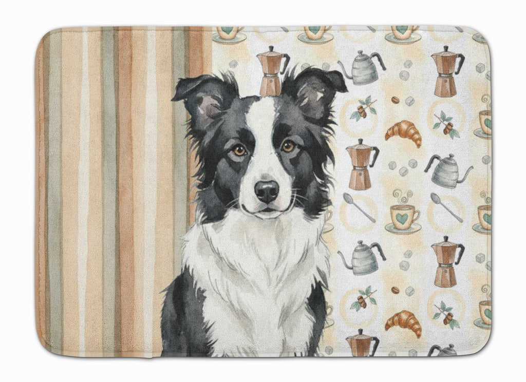 Border Collie Coffee Bar Memory Foam Kitchen Mat Machine Washable Anti-Fatigue Cushion Comfort Bath or Kitchen Rug